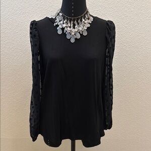 LOFT Black Boxy Long Sleeve Blouse